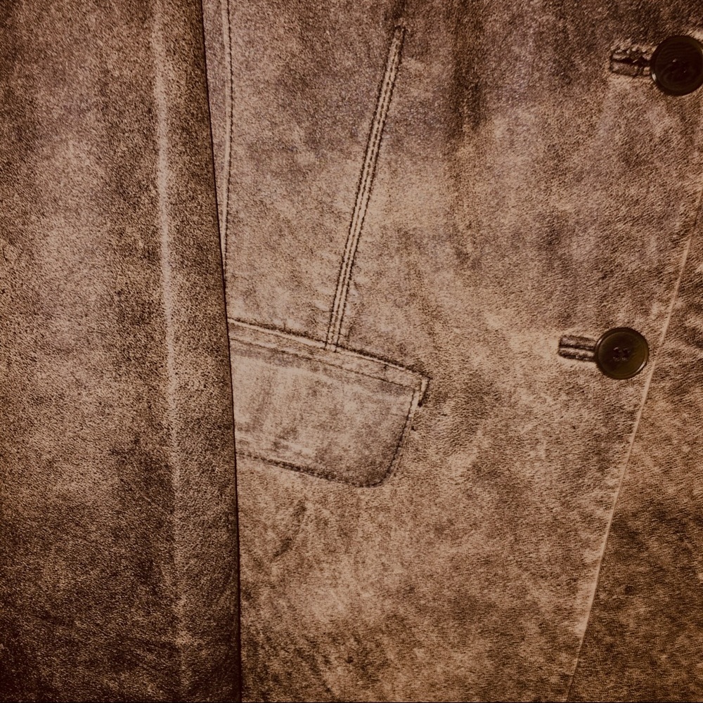 Genuine leather distressed  blazer sz 8 - Picture 3 of 3